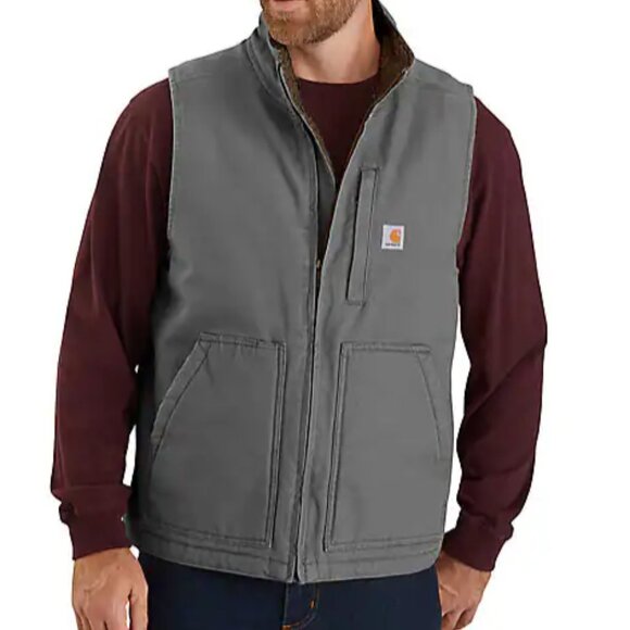Carhartt Men's Mock-Neck Sherpa-Lined Vest - Loose Fit - Washed Duck 2XL - Picture 1 of 14